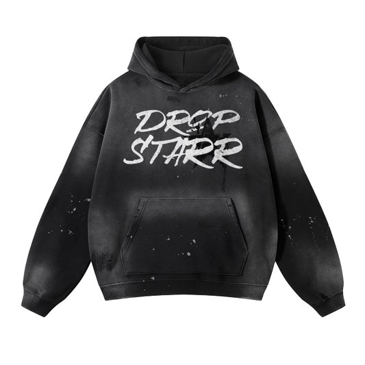 Dropstarr Vintage Wash Frayed Fleece Hoodie - 360 GSM THICK