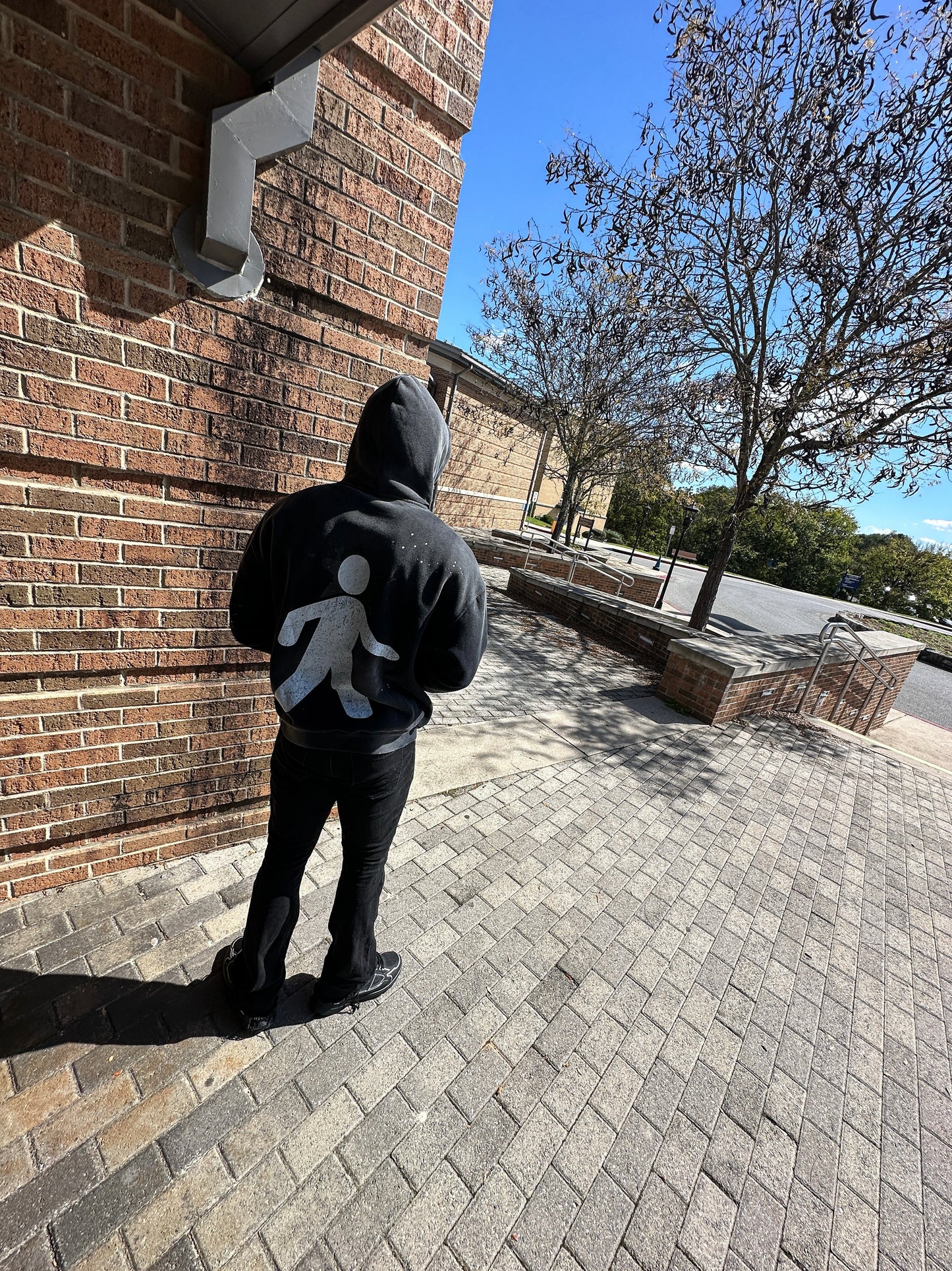 Stick man  Wash Frayed Fleece Hoodie - 360 GSM