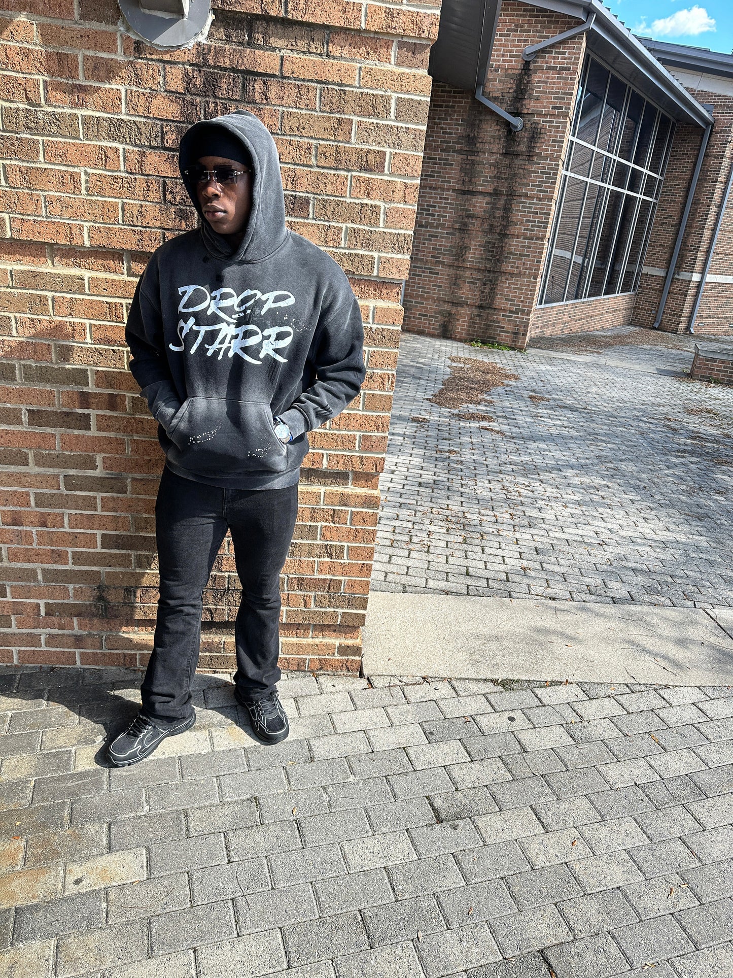 Stick man  Wash Frayed Fleece Hoodie - 360 GSM